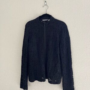 Barbara Katz Women Floral Eyelet Long Sleeve Zipper Jacket Large  NEW USA $172